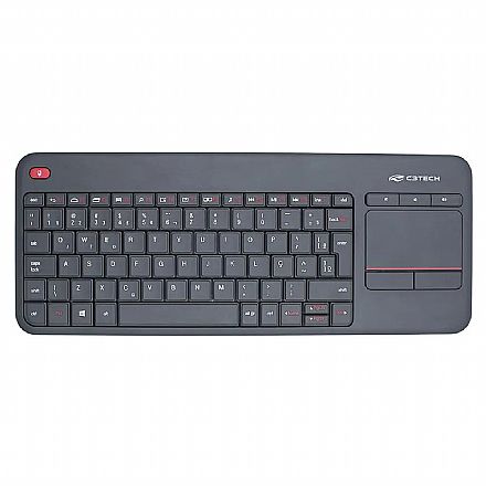 Teclado sem Fio C3Tech K-WT200BK - Touchpad Integrado - Conexão USB 2.4GHz - ABNT2 - Preto