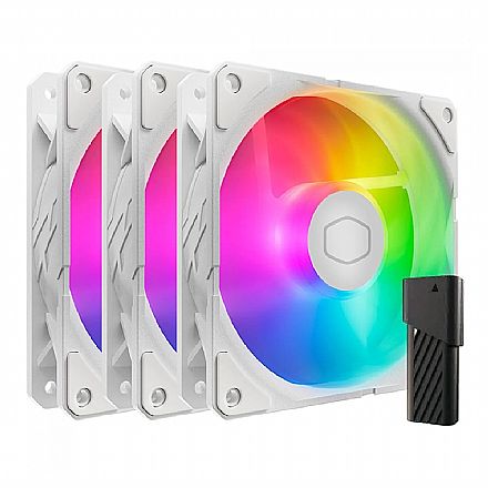 Kit 3 Coolers 120mm SickleFlow Edge - LED ARGB - Controladora - Branco - Cooler Master MFX-B2DW-253P2-R2