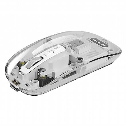 Mouse sem Fio C3Tech M-BT100WH - Bateria Recarregável - 2.4GHz e Bluetooth - 1600dpi - Branco