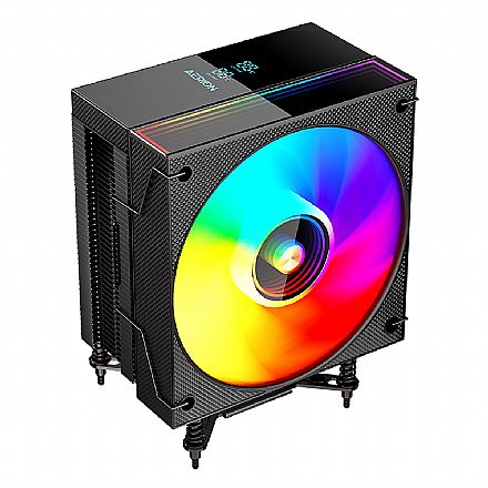 Cooler para Processador Aerion Titan - Intel / AMD - 120mm - Tela LCD - ARGB - Silencioso - Preto - CPU100BL