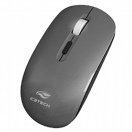 Mouse sem Fio C3Tech M-BT80GY - Bateria Recarregável - Bluetooth e Receptor USB - Cinza