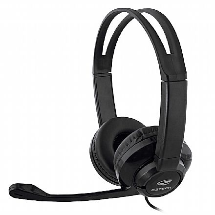 Headset C3Tech PH-120BK - Conector P2 e Adaptador USB - Driver 40mm - Microfone - Controle de Volume e Função Mudo - Preto - PH-120BK