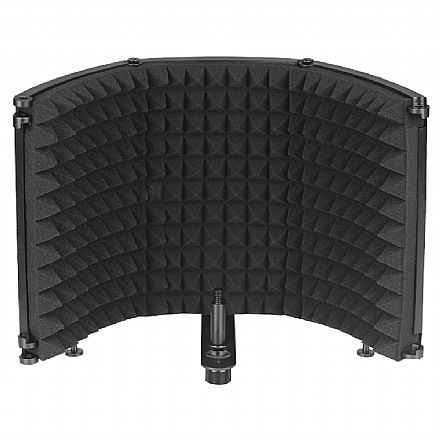 Escudo Acústico para Microfone C3Tech MI-P10BK - 3 Painéis Dobráveis - Espuma de Alta Densidade - Preto