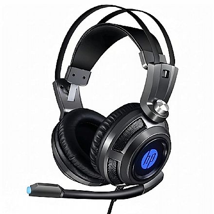 Headset Gamer HP H200 - P2 e USB - Driver 50mm - Microfone Antiestático - Controle de Volume - Haste Autoajustável - Iluminação LED - Preto - 8AA04AA