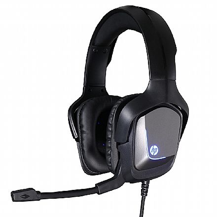 Headset Gamer HP H220 - P2 e USB - Driver 40mm - Microfone - Controle de Volume - Almofada em Tecido - Iluminação LED - Preto - 8AA11AA