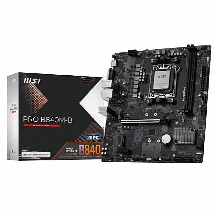 Placa Mãe MSI PRO B840M-B (AM5 - DDR5 8000 O.C) - Chipset AMD B840 - 2x Slots M.2 - HDMI/VGA - Micro ATX - 911-7E76-006