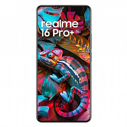 Smartphone Realme 16 Pro+ 5G - Tela 6.8" 144Hz, 512GB, 12GB RAM, Câmera 200MP + Selfie 50MP, Bateria 7000mAh - Cinza - RMX5131