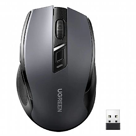 Mouse Ergonômico sem Fio Ugreen MU006 - 4000dpi - 6 Botões - 2.4GHz e Bluetooth - Preto Mouse Ergonômico sem Fio Ugreen MU006 - 4000dpi - 6 Botões - 2.4GHz e Bluetooth - Preto