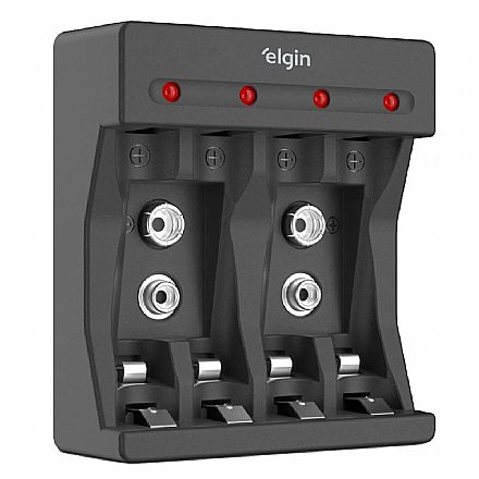 Carregador de Pilhas Elgin AA, AAA e Bateria 9V - Cabo Micro USB - com 2 pilhas AA 1500mAh - 46RSCUSB0000