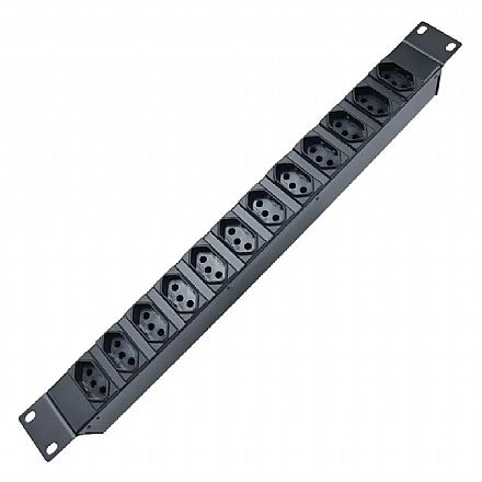 Régua com 12 Tomadas - para Rack 19" - 20A - Cabo 2,5m - Preto - REGUA1220