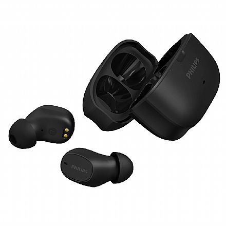 Fone de Ouvido Sem Fio Bluetooth Earbud Philips TWS TAT2500BK/00 - com Microfone - com Case Carregador - Cancelamento de Ruído Ativo ANC - IPX4 - Preto

