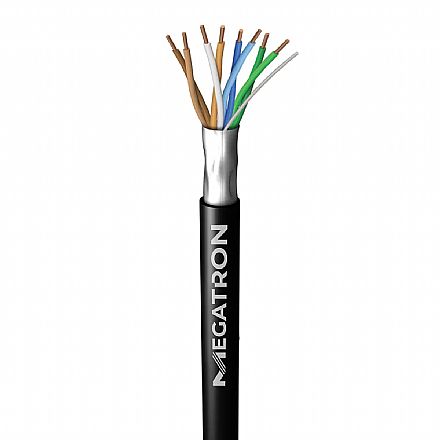 Cabo de Rede FTP Cat 5e - Blindado - 100 metros - 4 Pares - Preto - Megatron 36602