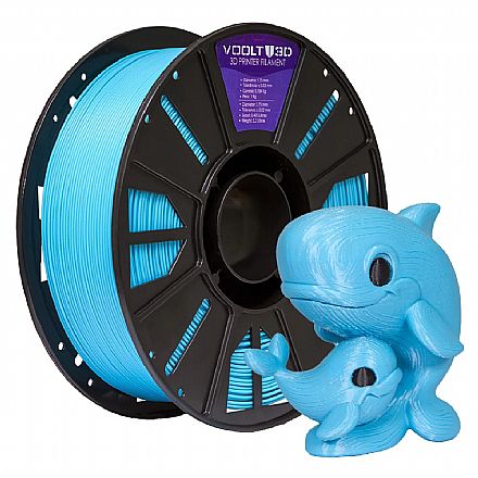 Filamento para Impressora 3D - PLA - Azul Cyan Sólido - 1kg - 1,75mm - Voolt3D PL-AZ-CY-1