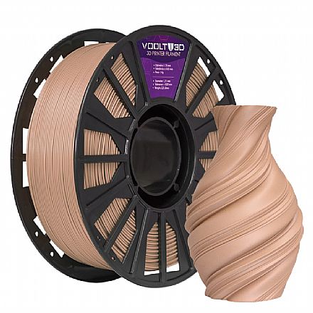 Filamento para Impressora 3D - PLA - Marrom Cappuccino Velvet - 1kg - 1,75mm - Voolt3D PL-MR-CP-VE-1