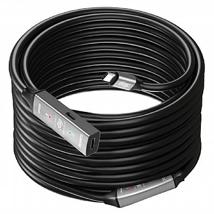 Cabo Extensor USB-C - Ativo com Amplificador de Sinal - 20 Metros - 5Gbps - Preto - Comtac 20129424