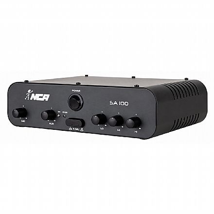 Amplificador de Potência para Som Ambiente NCA SA100 - 100W RMS - 2 Canais - Equalização 3 Vias - Bivolt - Preto