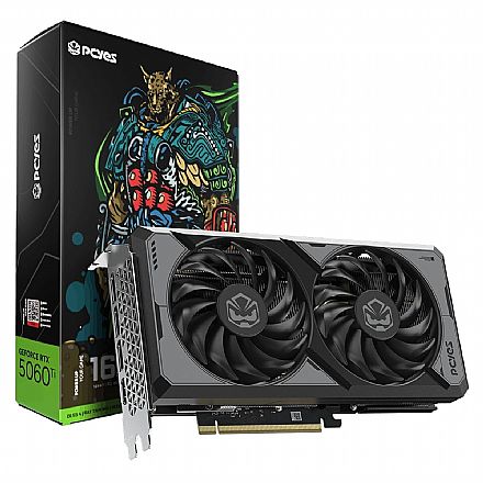 Placa de Vídeo GeForce RTX 5060 Ti 16GB GDDR7 128bits - PCYes Dual Fan PVRTX5060TIB2F16G