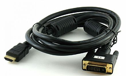 Cabo Conversor DVI-D para HDMI - 1,8 metros - Com Filtro - Dual Link - 24+1 Pinos (DVI-D M X HDMI M)