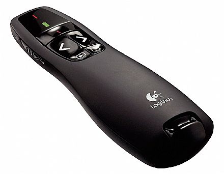 Apresentador de Slides Logitech R400 - Controle sem Fio com Laser Vermelho - Receptor USB - Alcance 15 metros - 910-001354