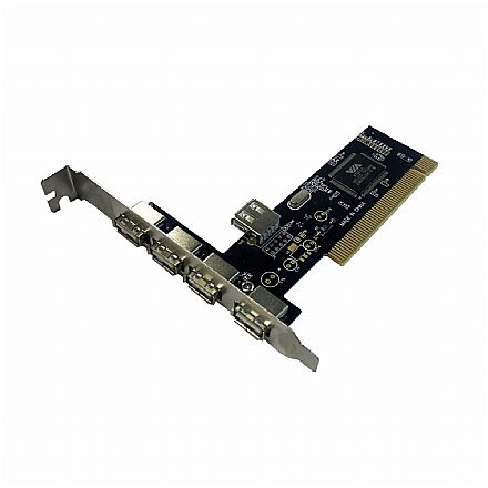 Placa PCI com 4 Portas USB 2.0 + 1 USB 2.0 Interno